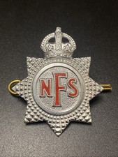 Original WW2 Period Kings Crown National Fire Service Cap Badge