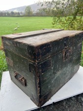 ANTIQUE Wooden Greengrocers Chest; Old-fashioned VINTAGE Wood Chest Box; Green