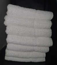 7x Johnsons Hotel Linen Towels White Cotton Hand Hair 47.5 x 90/92cm Towel