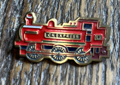 Red enamel train pin - enamel,
