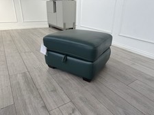 Furniture Village Green Leather Storage Footstool LINK MORENO STARLIGHT