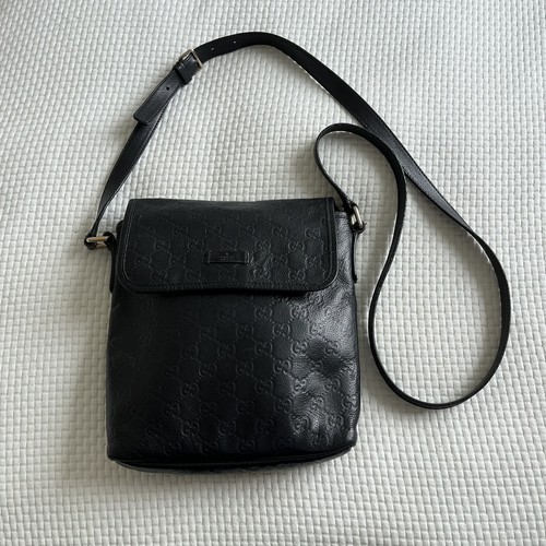 Gucci black leather guccissima - gucci,