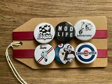 Mod, Lambretta, Scooter, Vespa, 1950's, Ska, Quadrophenia - Button Pin Badge Set