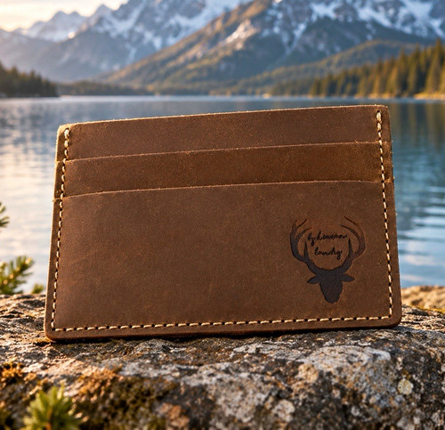 Men brown leather - leather, card
