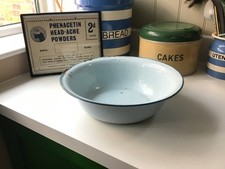 light blue enamel wash bowl