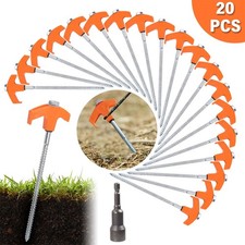 20x Tent Pegs Screw In Hard
