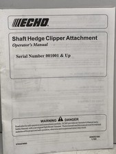 Genuine Echo Shaft Hedge Clipper Attachment Operators Manual Used Good Condition