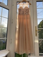 Nude blush sequin chiffon evening dress / Wedding bridesmade cocktail 50’s style