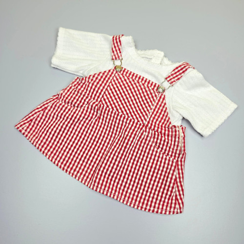 Bear factory red - red, gingham