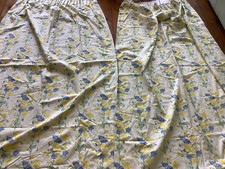 Vintage 80s Curtains Laura Ashley Blue Yellow Sweet Pea Lined Very Good Cond