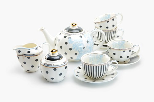 Grace teaware black - black, stripes