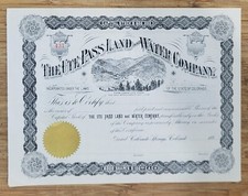 UTE Pass Land and Water Company Stock Certificate