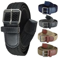 Mens Stretchy Belt Braided Woven Adjustable Elasticated Belts with Metal Buckle