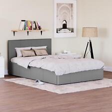 SALE Small Double Ottoman Faux Leather Bed Frame Headboard Low Foot End Grey