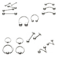 Titanium Body Piercing Jewellery - UK Barbell Ring Labret Stud BCR - 1.2mm 1.6mm