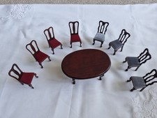 1:12 dolls house dinning room table with extra chairs