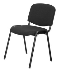 4x Black Fabric Stacking Meeting Room Visitor Office Chair Black Metal Legs