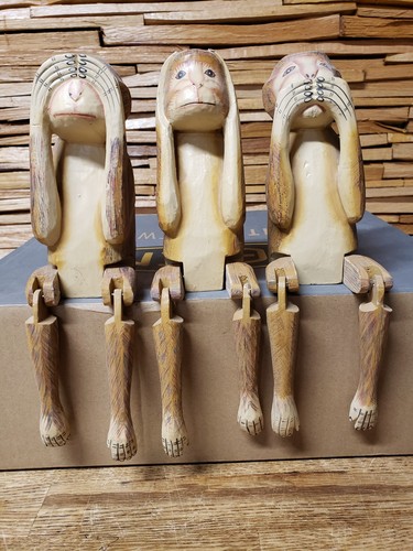 Three wise monkeys wooden - three,