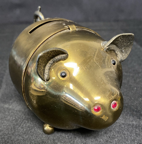 Brass vintage piggy - piggy, bank