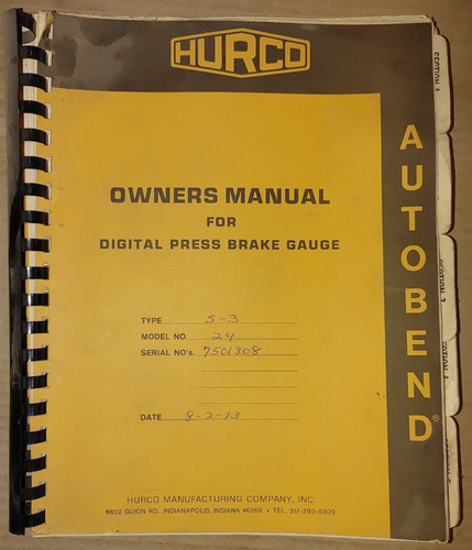 Hurco autobend owners - hurco,