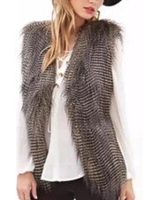 Faux Fur Black White Vest