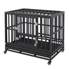 Uimos Heavy Duty Dog Crate 38 in Metal Dog Kennel with Wheels and Removable Tray