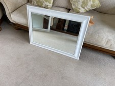 Medium Size Traditional White Wooden Framed Wall Mirror