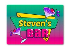 Personalised Nineties 90s Style Metal Cocktail Bar Sign. Home Man cave Pub Rave