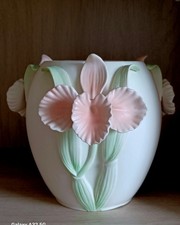 Japanese Iris Ceramic Vase By