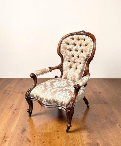 Victorian walnut open armchair - walnut,