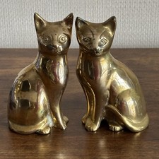 Pair Of Brass Cat Figures /