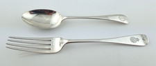 SILVER MET SPECIAL CONSTABULARY LONG SERVICE SPOON & FORK  118g HM 1901 & 1934