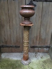 Pink Marble Church Urn On Stand Flower Display Column Alabaster