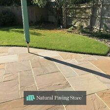 Raj Green Indian Sandstone Paving patio Slabs Mixed Size 22mm Calibrated