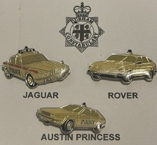 vintage set 3 durham constabulary police vehicles badge rover jaguar austin