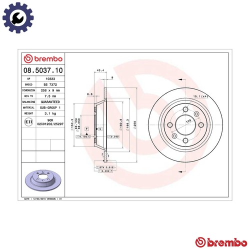 Brake disc 5037 - 08.5037.10, for
