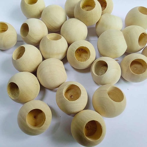 Natural wooden balls beads - natural,