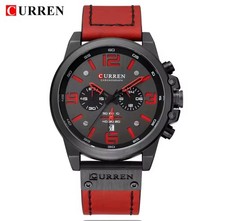 CURREN Red Mens Watches Top Luxury Brand Waterproof Sport Wrist Watch No Box