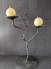 2  ARM GREY METAL CANDELABRA