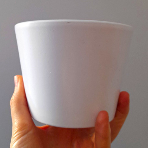 White glazed ceramic round - glazed,