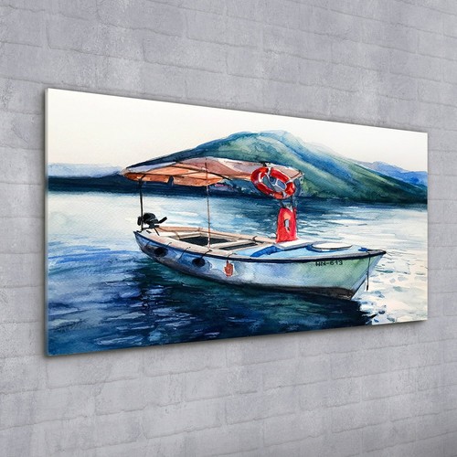 Print tempered glass boat - glass,