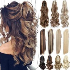 Real Thick Claw Ponytail Hair Piece Clip in Hair Extensions Long As Human Hair
