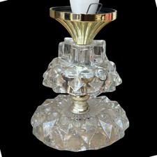 Small Vintage Crystal Cut Glass & Brass Table Lamp  Collectible