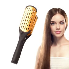 Straightening Comb Boar Bristle Clamp Hair Brush V-shaped Comb Clip for Women