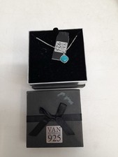Van Peterson 925 Turquoise Stone Necklace Pendant Boxed 44 cm Chain 6.73 g