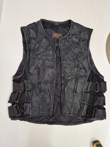 Vintage leather waistcoat - , 46"