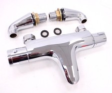 THERMOSTATIC SHOWER MIXER BAR Twin Handle w/ Fittings & Chrome Finish - H62