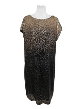 Next Women's Shift Dress Size 12 Black Gold Sequin Encrusted Pullover Used F1