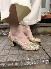 Stylish Vintage 60s 70s Ladies Mod Snake Print Shoes Heels size 3/4 Rare Court