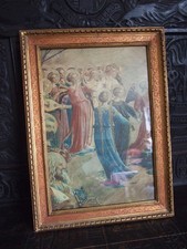 Vintage French Wooden Gilt Decorative Frame with Renaissance-style Angels Print